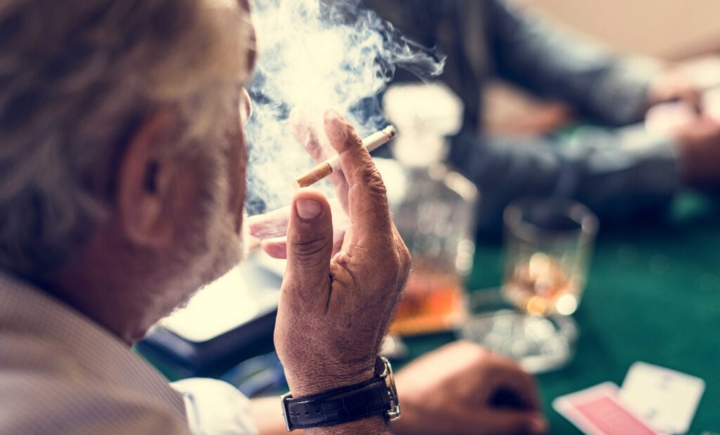 Man smoking a cigarette